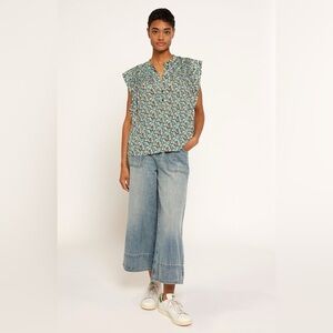 Joie Marley Short Sleeve Shirt in Fjord Blue Multi - Size Large NWT